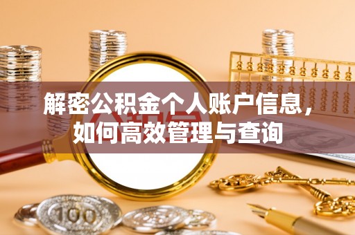 中沙解密公积金个人账户信息，如何高效管理与查询